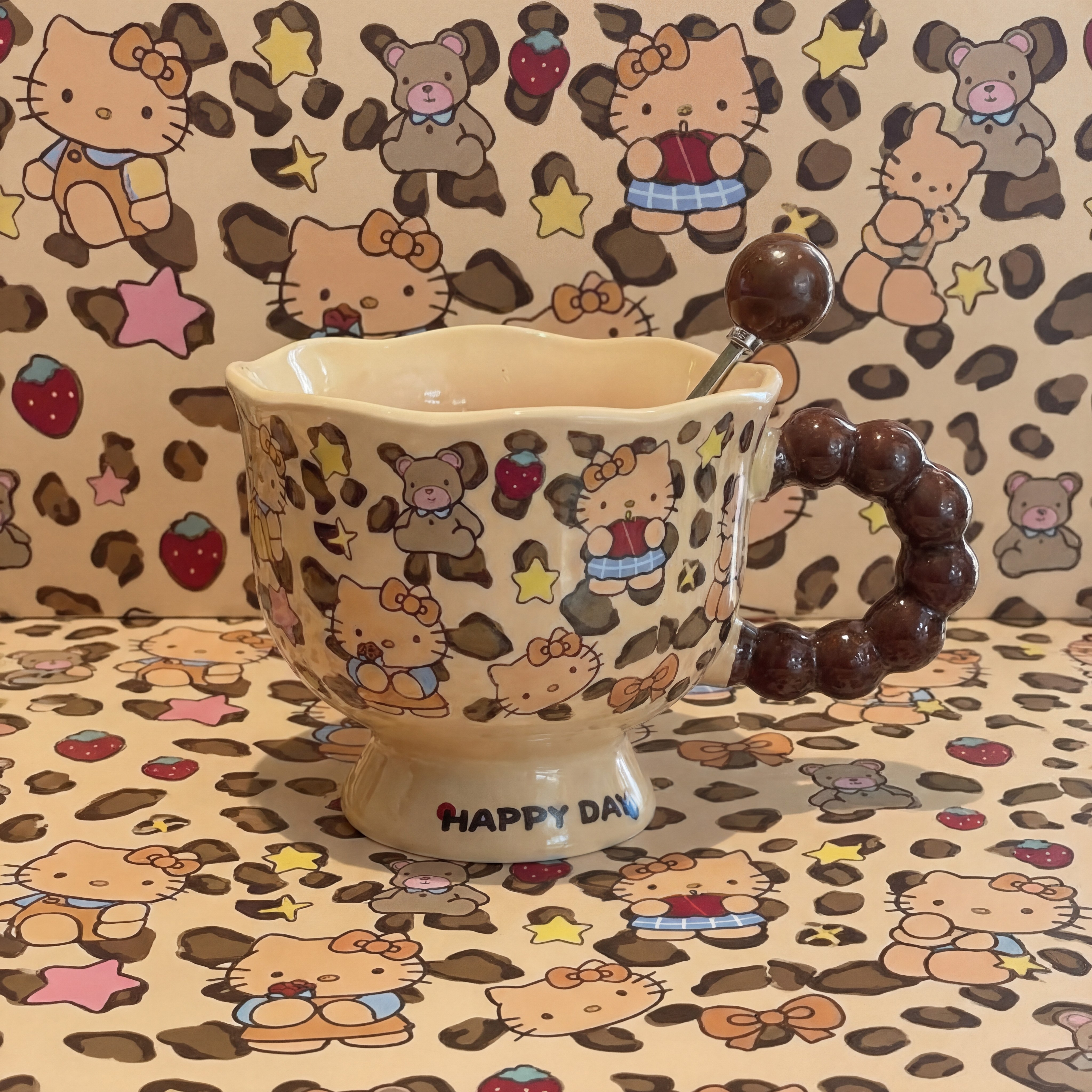 ins网红黑皮kt猫马克杯高颜值陶瓷咖啡杯女生家用喝水杯生日礼物,餐饮具,马克杯,淘宝优惠券,粉丝福利购,淘宝优惠卷