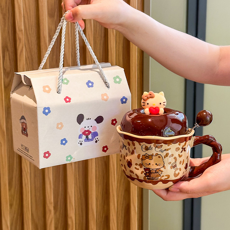 生日礼物可爱猫咪杯子ins风高颜值陶瓷马克杯儿童水杯闺蜜伴手礼