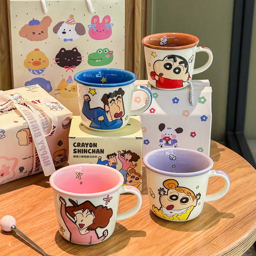 蜡笔小新亲子杯一家四口陶瓷杯子