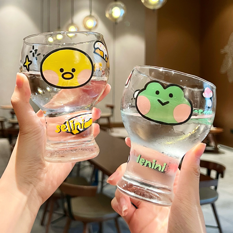 minini布朗熊玻璃水杯2025新款夏季啤酒杯大容量果汁牛奶咖啡杯女