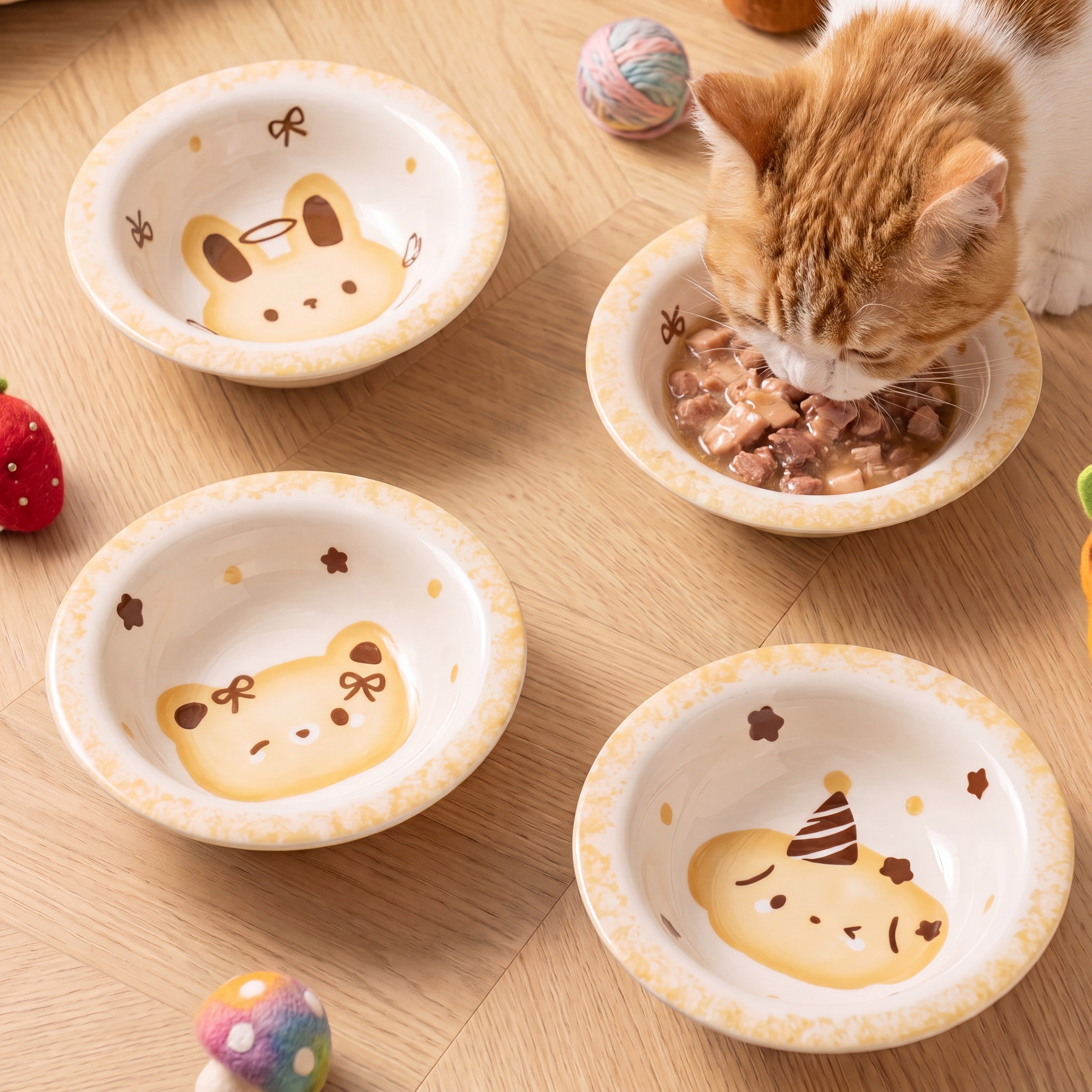 猫碗陶瓷狗碗宠物食盆喝水碗不易打翻护颈狗饭碗猫咪罐头碗粮食碗