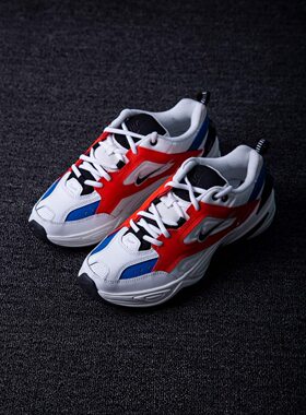 耐克Nike M2K Tekno白蓝橙走秀款厚底复古休闲老爹鞋 AV4789-100
