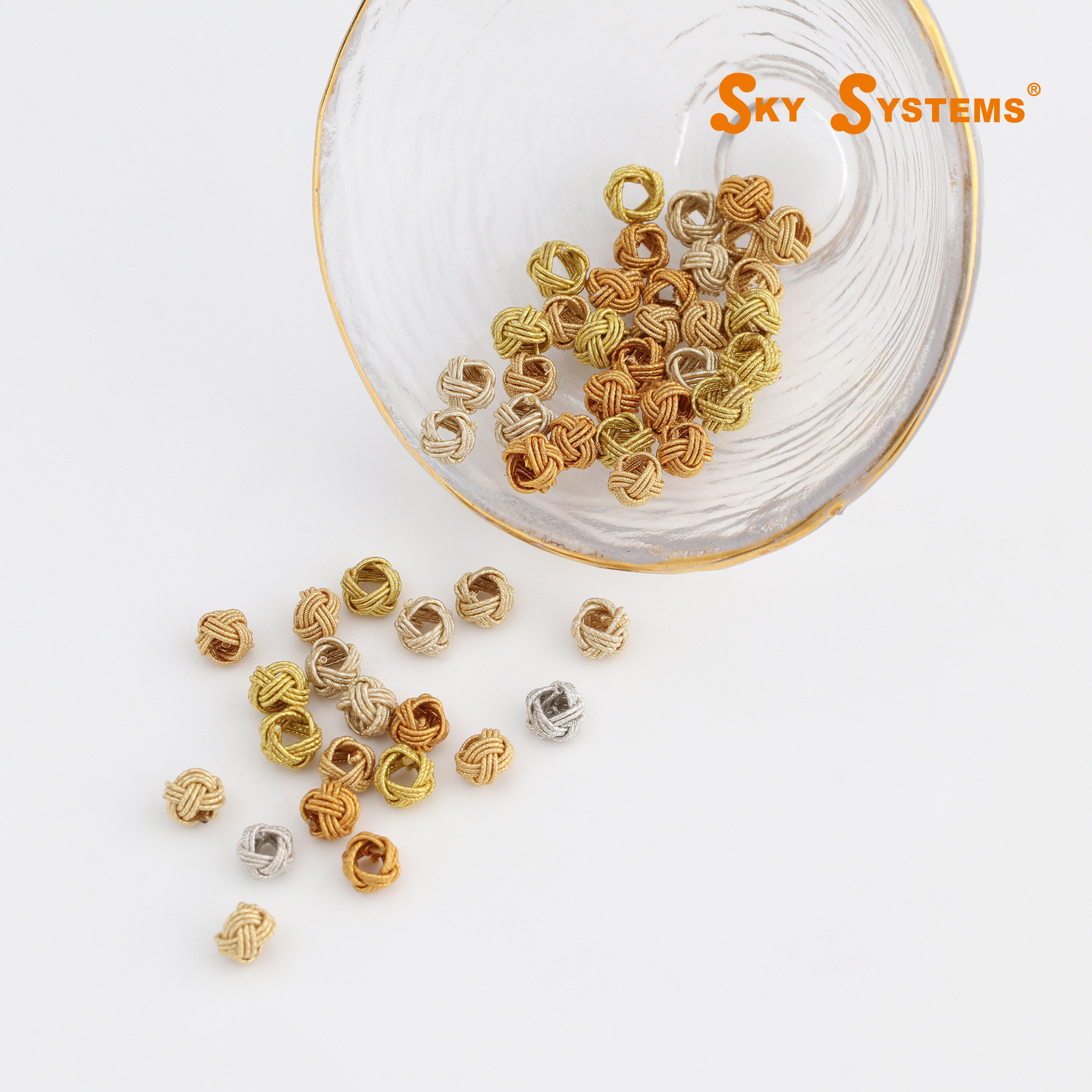 0mm金银线球精品手工编织菠萝球隔珠 4元/个 10个起包邮