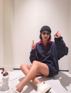 现货brandy Melville美国bm官网代购拼色宽松加绒复古卫衣archer