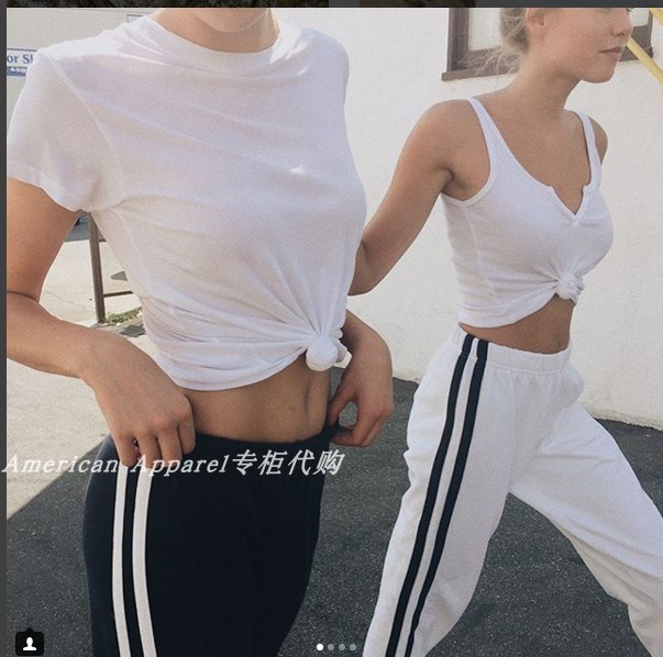 brandy melville bm官网代购拼接滚边女款宽松百搭运动长裤