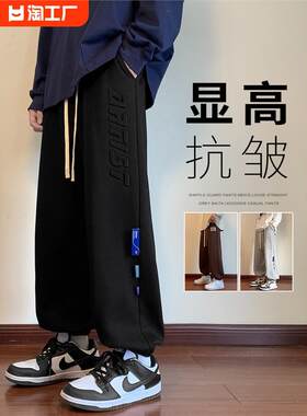 男士休闲裤束脚长裤子加绒运动工装卫裤男生条纹薄款冬季宽松型