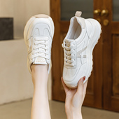 新款 百搭小白鞋 大码 2025春季 女鞋 41—43厚底运动休闲鞋 轻便老爹鞋