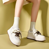 大码 女鞋 41一43小白鞋 2026春季 厚底运动休闲拼色美拉德面包板鞋 潮