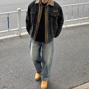 宽松直筒休闲百搭阔腿长裤 复古水洗渐变牛仔裤 男 LILI美式 NICE