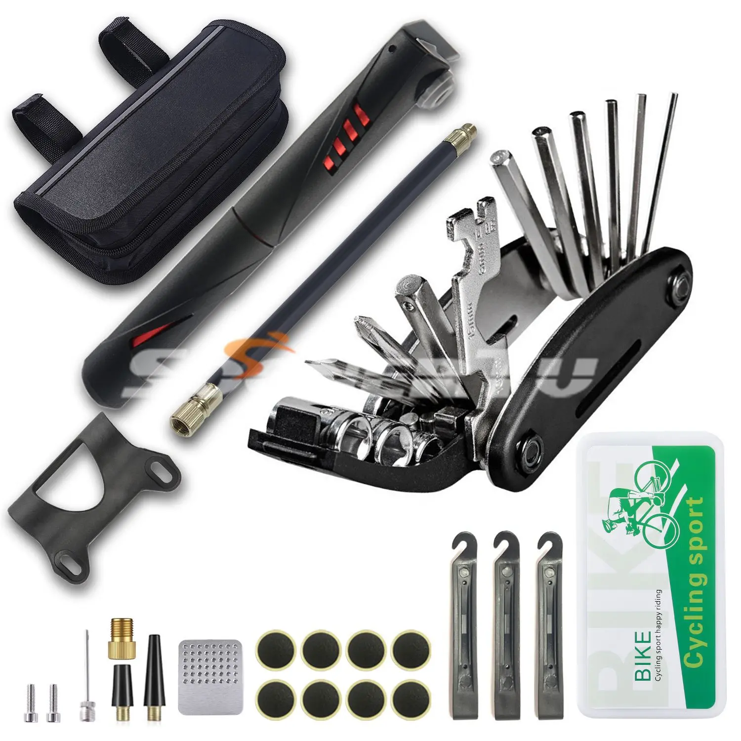 山地车自行车多功能工具组合工具修理工具补胎工具套装气筒MSDS