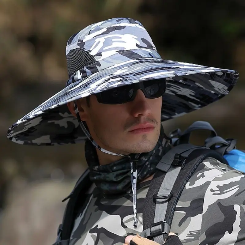 大帽檐帽子男士户外遮阳帽夏天