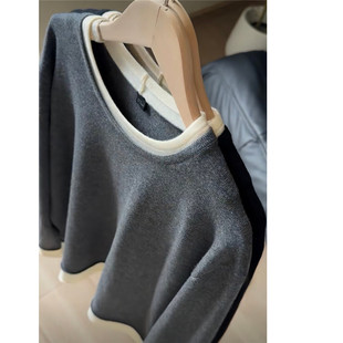 毛衣 高支高密绵羊毛宽松针织衫 一勺米 松弛感假两件Gray灰针织衫