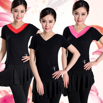 Square Dance Dress modal top long sleeve middle-aged and elderly Dance Dress Latin dance performance suit training dress female