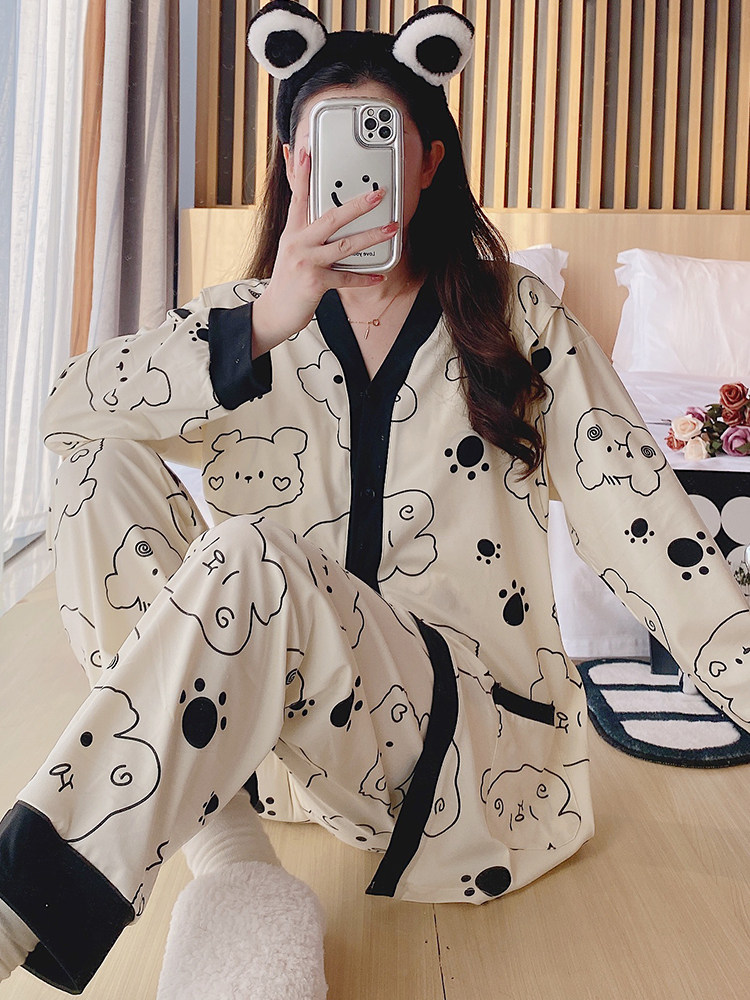 가슴 패드가 달린 임부복 산후복 감금복 봄 가을 여름 얇은 순면 산후 수유 산후 잠옷 5월 6일