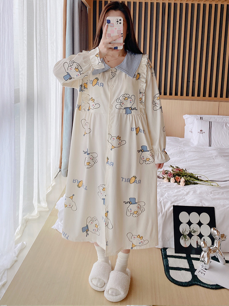 산후수유용 가슴패드 포함 봄 여름 가을 얇은 면 잠옷 출산 잠옷 드레스 2월 3일