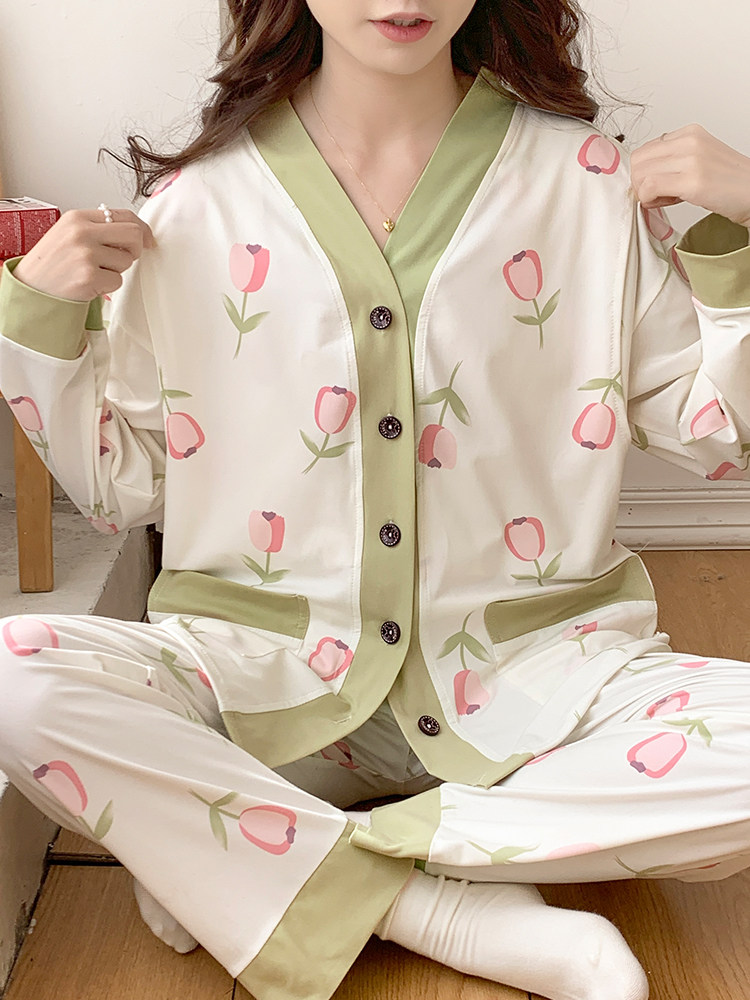 수유 패드 80-250 캣티 산후 수유 봄과 여름 경상면 감금옷마터니티 파자마 4월 5일 첨부