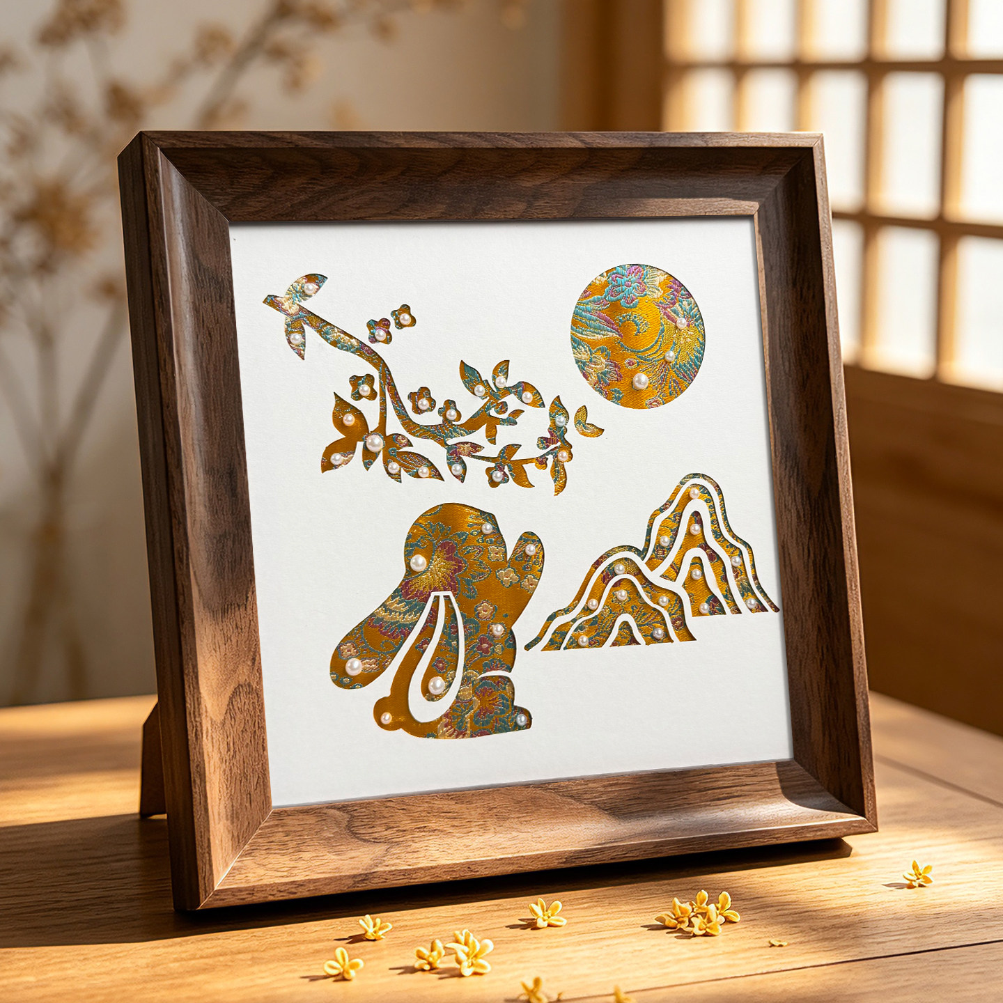中秋节活动手工宋锦珍珠画diy儿童制作材料包幼儿园单位暖场礼物