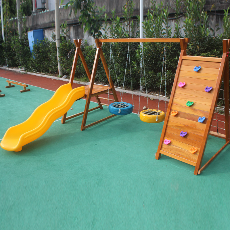 幼儿园木质攀爬架户外荡桥滑梯秋千组合大型体能拓展感统训练玩具