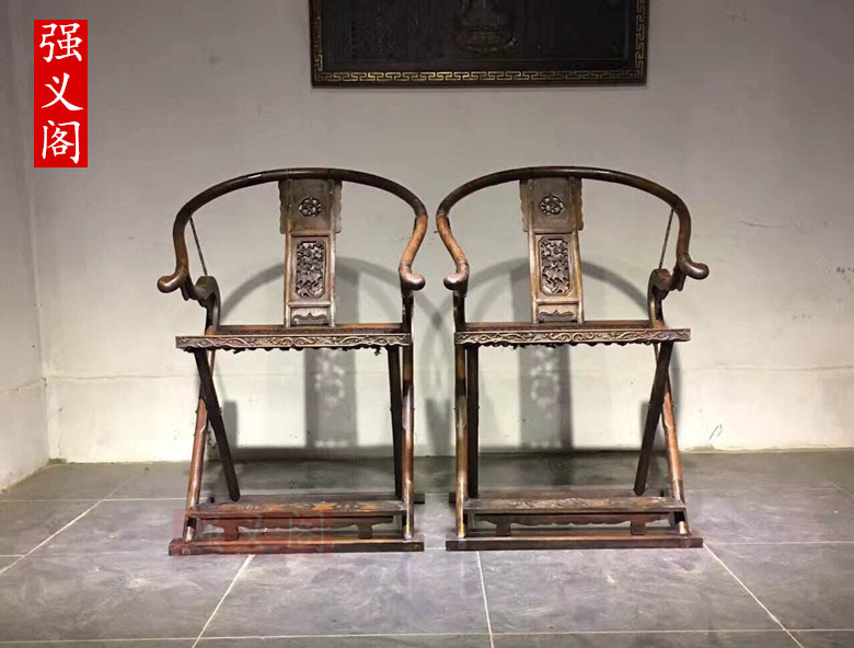 新中式风家具做旧古典雕刻交椅