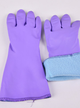 现代冬天橡胶保暖防水洗衣服胶皮加棉家务耐寒加绒洗碗手套女包邮