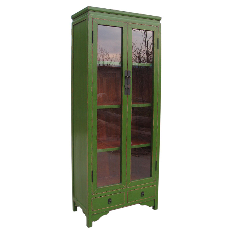 实木玻璃酒书架 老榆木储物展示柜陈列柜 古典榫卯客厅做旧家具