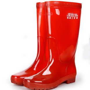 特种工矿靴工地水鞋茶红色水鞋无内里布水鞋便宜男士套鞋防水胶鞋