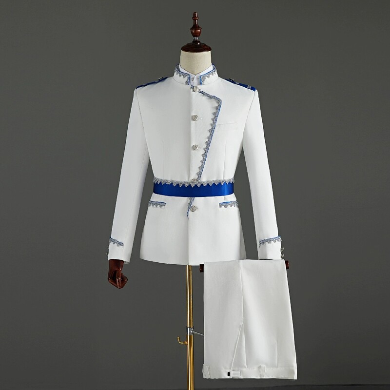 欧洲白马王子宫廷男士礼服钢琴演奏舞台表演剧本杀话剧乐队演出服