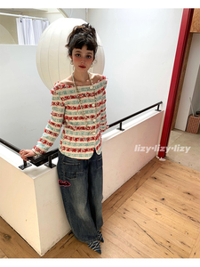 LIZY李子怡“给爱丽丝”小香风上衣2023秋冬时髦一字肩辣妹外套