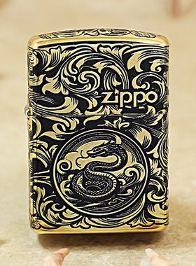 ZIPPO打火机162黑金繁花唐草生肖