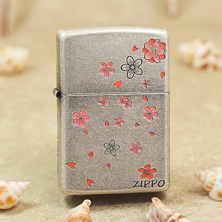 zippo打火机正品古银桃花庵