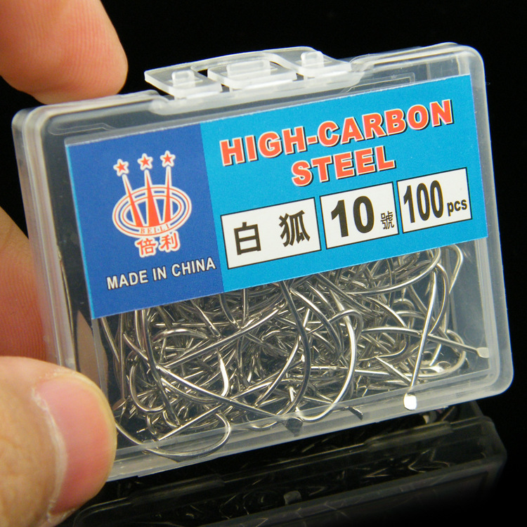 100枚盒装白狐鱼钩有倒刺