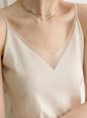 白色针织吊带背心女秋夏内搭2025新款外穿设计感打底百搭无袖上衣