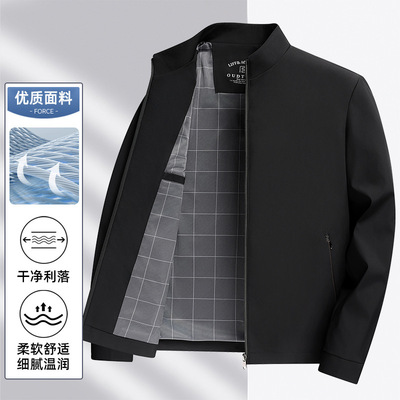 2025春季新款男士行政商务休闲立领夹克外套拉链茄克上衣FQ25888