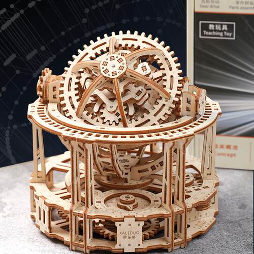 球形陀飞轮计时器木质手工拼装机械传动模型创意教玩具时间的速度