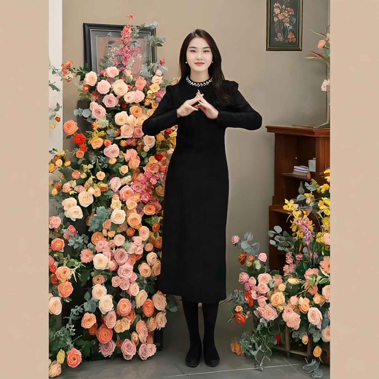 大码胖MM冬季新款加绒加厚连衣裙