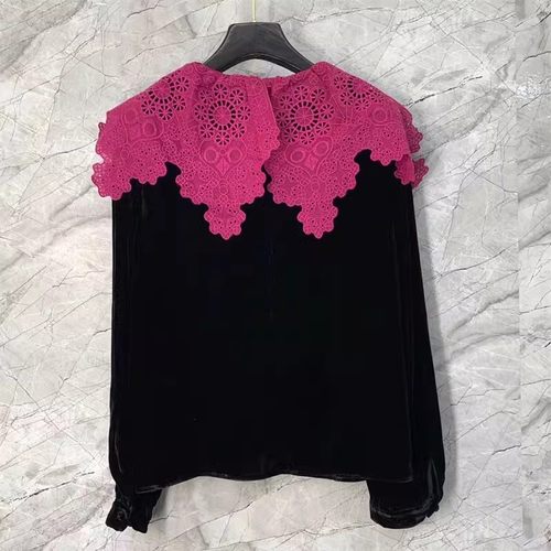 新款衬衫女设计感长袖丝绒上衣