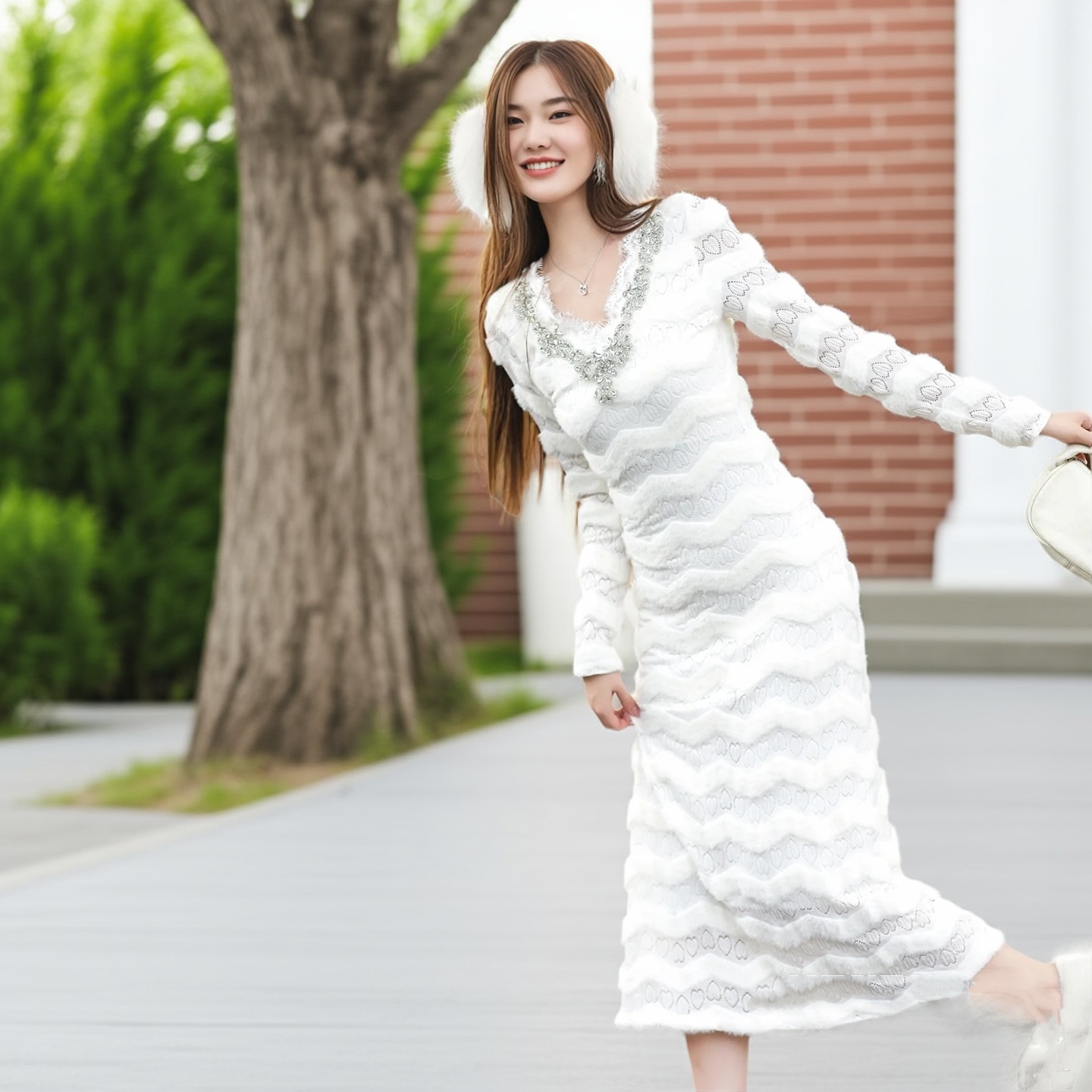 大码法式复古蕾丝连衣裙