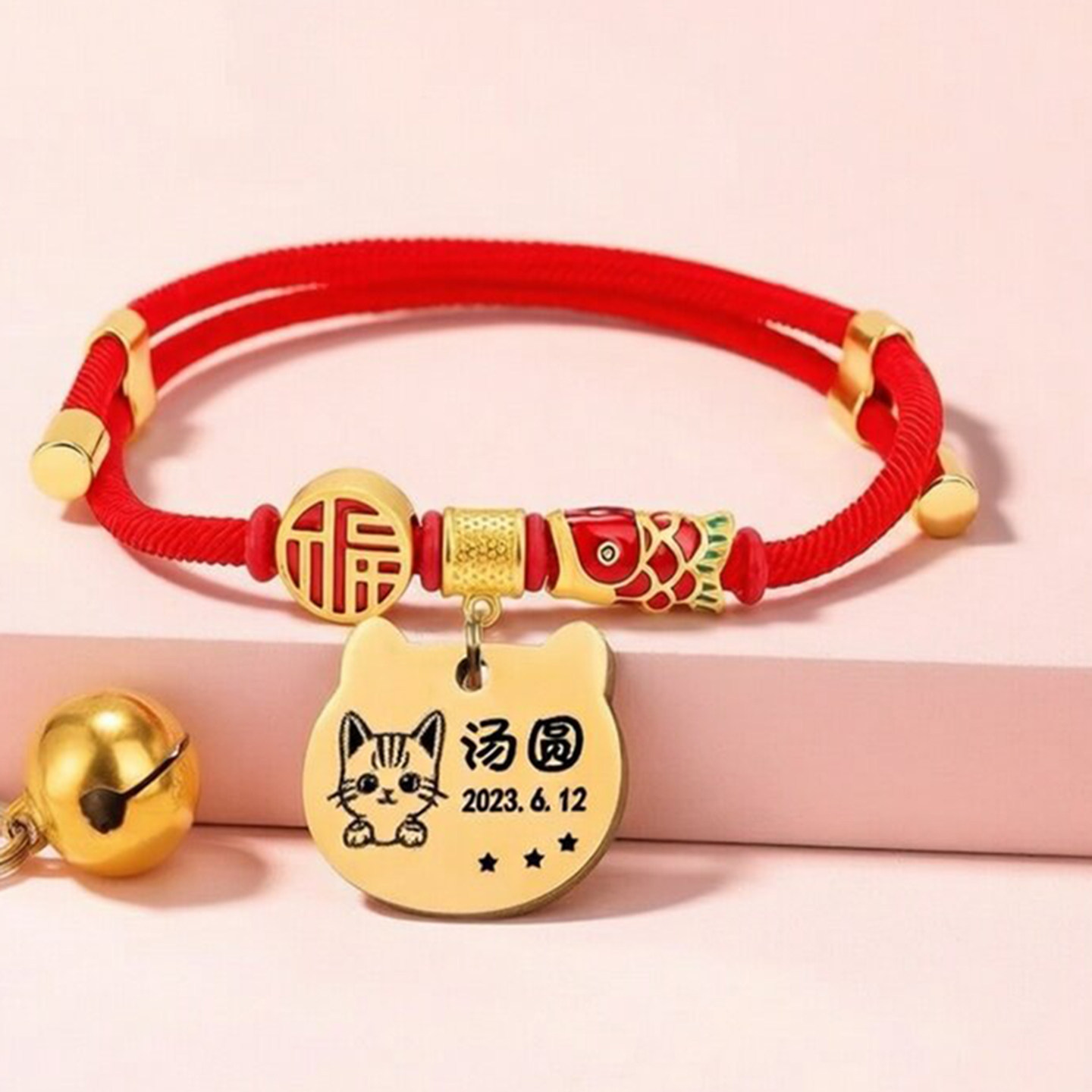 宠物项链铃铛狗狗猫咪项圈刻字猫牌狗牌防丢挂牌铭牌脖圈猫圈饰品