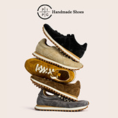 PIPG男女阿甘鞋 复古厚底德训板鞋 透气百搭真皮鞋 休闲运动慢跑鞋