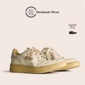 2025小众原创复古厚底做旧真皮手工鞋 PIPG男女同款 运动休闲板鞋