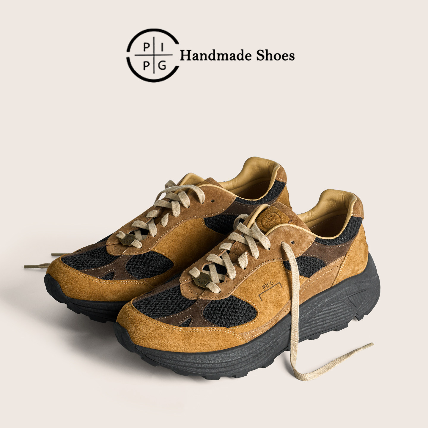 PIPG复古做旧老爹鞋男 手工翻毛皮休闲慢跑运动板鞋厚底增高百搭,流行男鞋,老爹鞋,淘宝优惠券,粉丝福利购,淘宝优惠卷