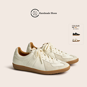 PIPG德训鞋 百搭平底休闲运动复古厚底板鞋 男女真牛皮小白鞋 春夏季