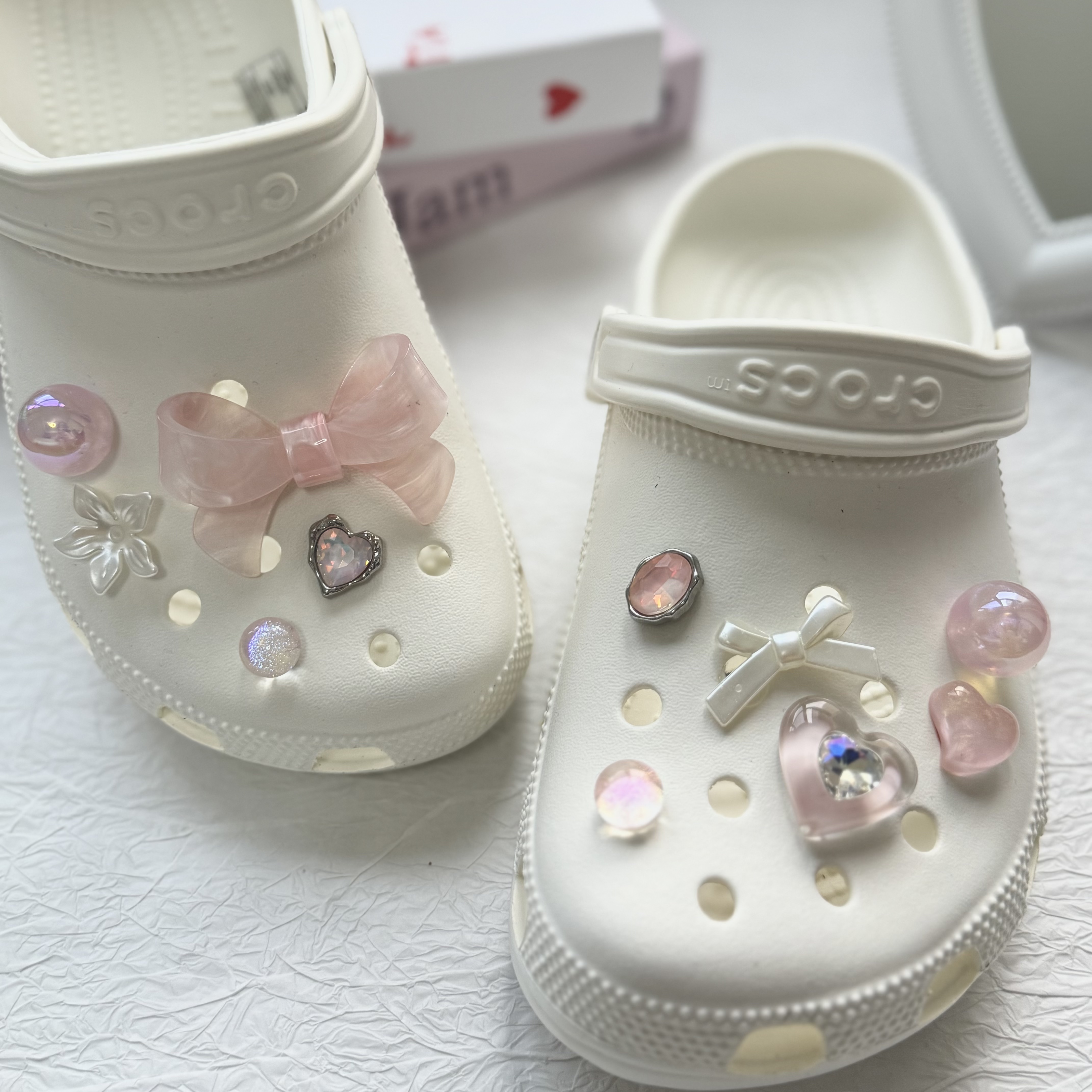 “甜心”蝴蝶结洞洞鞋配饰适配crocs卡骆驰鞋花鞋扣装饰配件卡扣