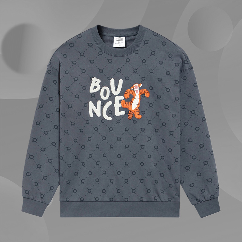 正品李宁X跳跳虎联名男女运动休闲圆领套头衫卫衣AWDS557