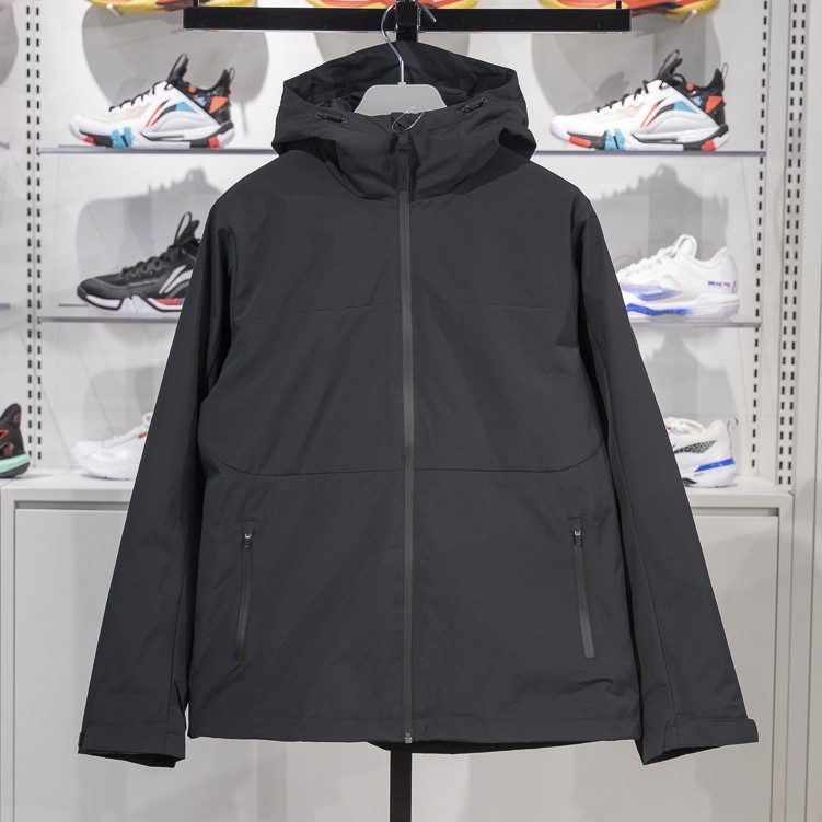 李宁正品冬季新款女子三合一宽松防泼水加绒连帽冲锋衣AWBU010-1