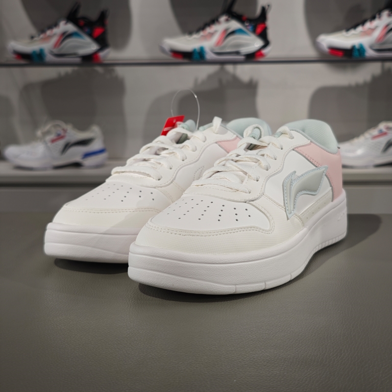 李宁正品浮舟女子时尚拼接轻便舒适耐磨运动休闲板鞋AGCS420-4