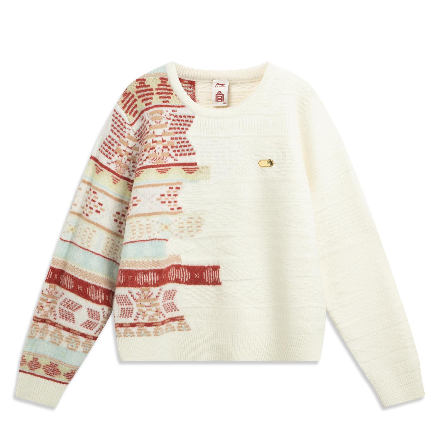 李宁正品中国文化系列女子舒适百搭运动休闲圆领编织衫AMBV390