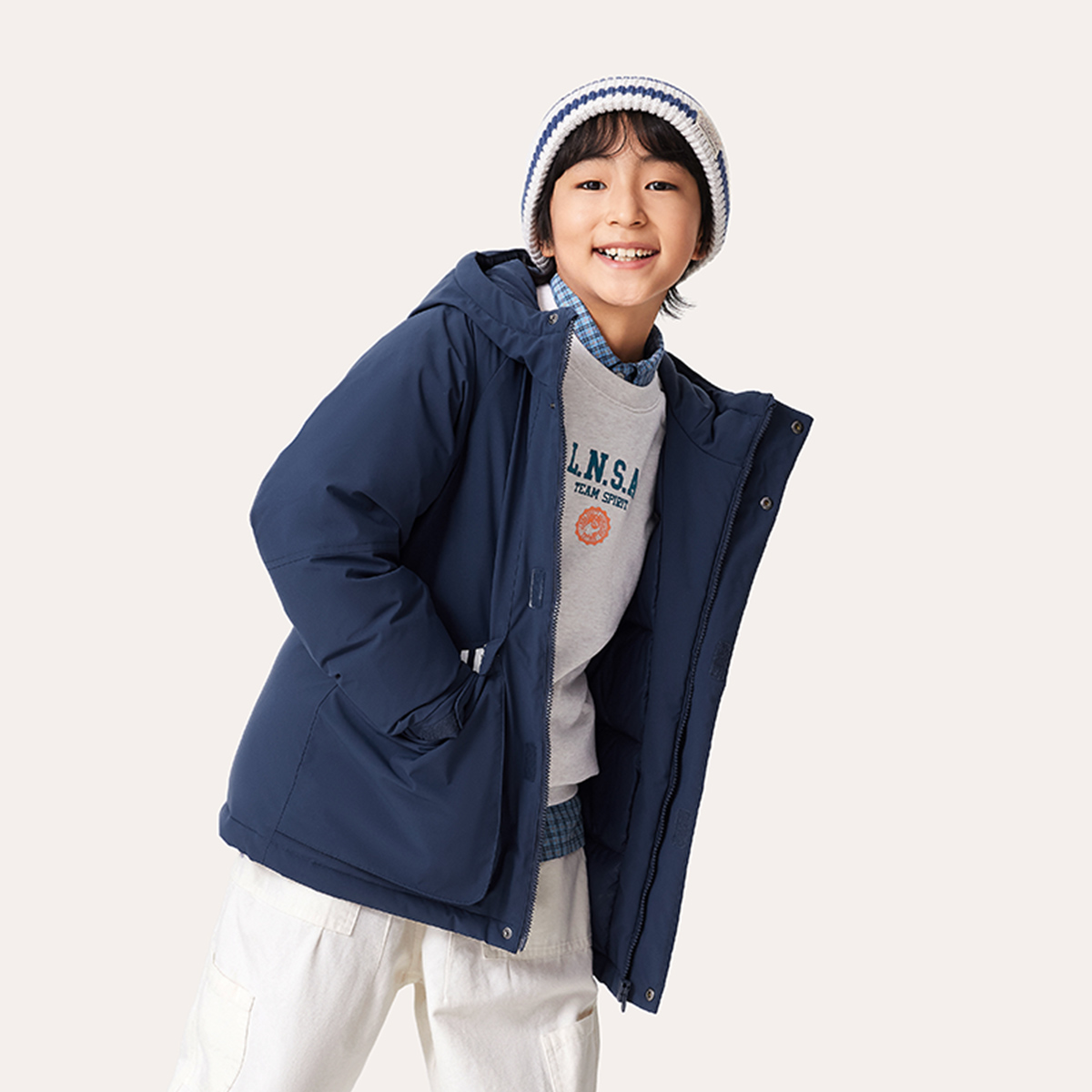 李宁正品男女童防泼水羽绒服