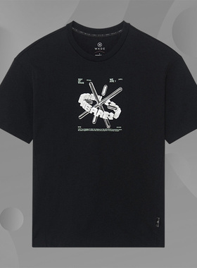 Lining/李宁正品韦德 x Glare艺术家联名系列男子短袖T恤AHSS645