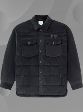 李宁正品新款运动时尚男子灯芯绒翻领纯色夹克短款棉服AFMR491